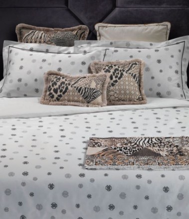 Постельное белье 2 спальное евро макси Roberto Cavalli JEWEL MONOGRAM 002 Black