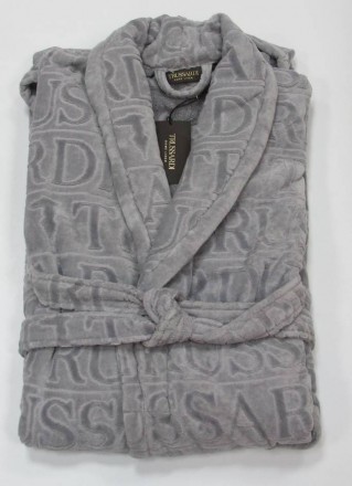 Халат велюровый Trussardi Overlogo Grey 004 серый