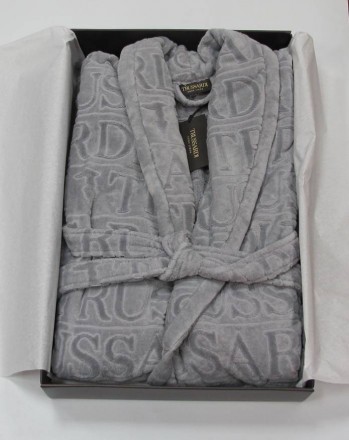 Халат велюровый Trussardi Overlogo Grey 004 серый