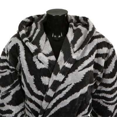 Халат велюровый Roberto Cavalli Zebra черный