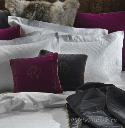 Постельное белье 2 спальное Roberto Cavalli Damasco белое