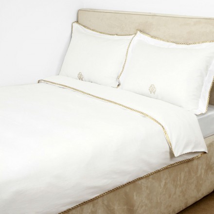 Постельное белье 2 спальное Roberto Cavalli Gold белое