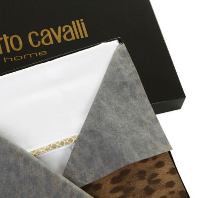 Постельное белье 2 спальное Roberto Cavalli Gold белое