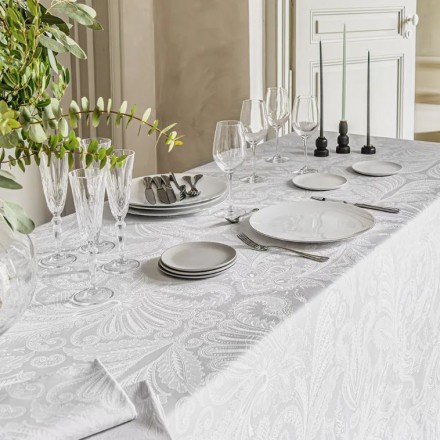 Скатерть 174х364 Garnier-Thiebaut GRACE BICOLORE PERLE 