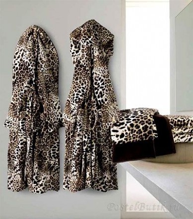 Халат велюровый Roberto Cavalli Bravo с капюшоном коричневый