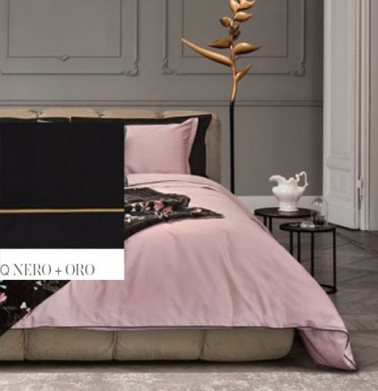 Постельное белье 2 спальное евро La Perla ACCORDI Q nero-oro черное