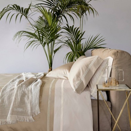 Постельное белье 2 спальное евро La Perla MACRAME torrone бежевое