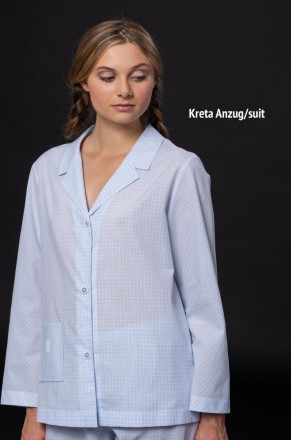 Пижама Celestine KRETA SUIT белая с голубым