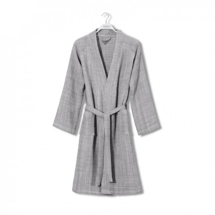 Халат вафельный Hamam Marble Opal Grey бело-серый