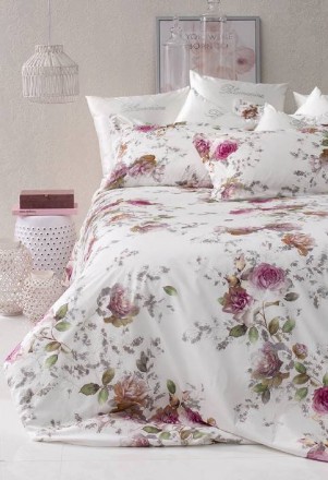 Постельное белье 2 спальное евро Blumarine Labuan 02 blusher белое с красным