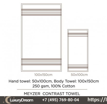 Полотенце 100х150 Hamam Meyzer белый-серый