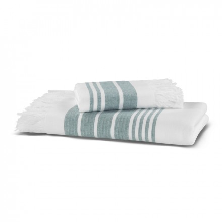Полотенце 100х180 Hamam Marine Towel белый/бирюзовый
