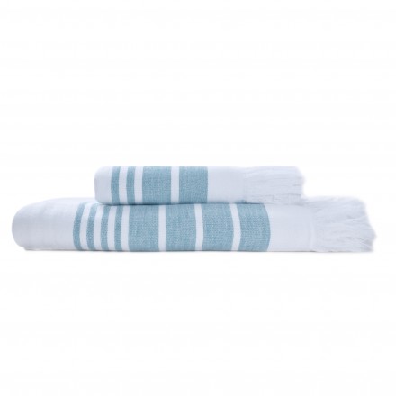 Полотенце 100х180 Hamam Marine Towel белый/бирюзовый