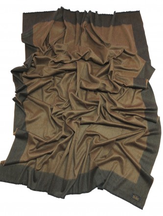 Плед кашемировый 150х200 Glen Saxon Border Black Camel