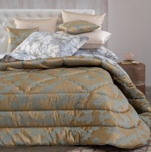 Покрывало 270х270 Blumarine KIMBERLY голубое-золотистое 64 stone blue