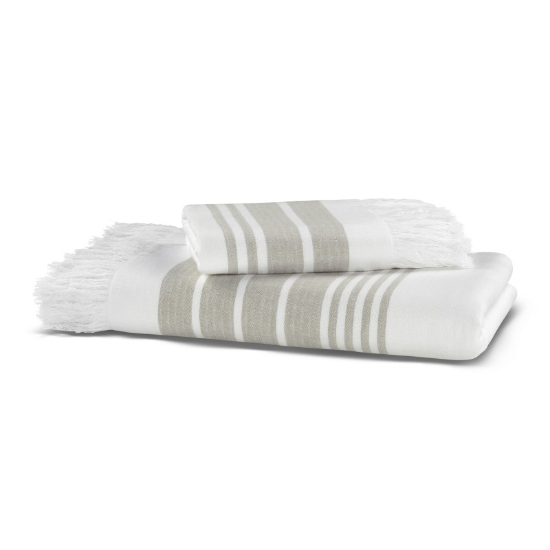 Полотенце 100х180 Hamam Marine Towel белый-серый