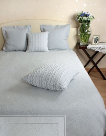 Покрывало 200x220 Luxberry Country с мережкой голубое