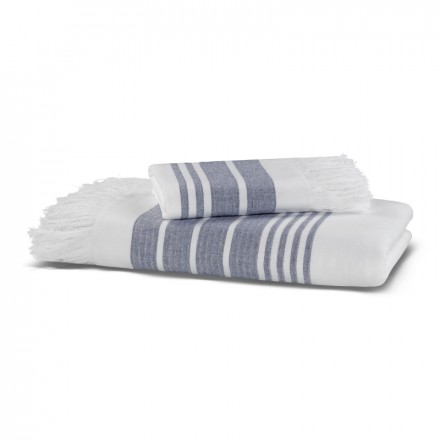 Полотенце 100х180 Hamam Marine Towel белый - синий