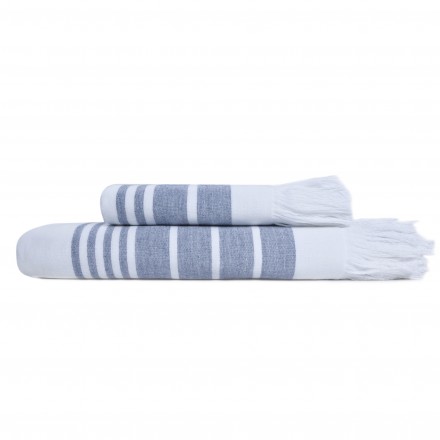 Полотенце 100х180 Hamam Marine Towel белый - синий