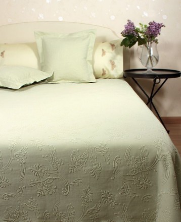 Покрывало 200x220 Luxberry Country с мережкой зелёное