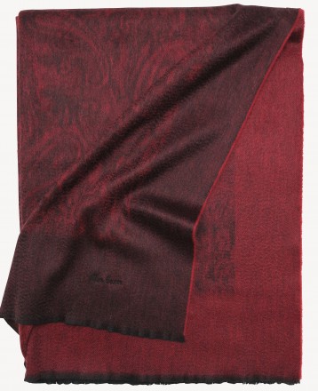 Плед кашемировый 150х200 Glen Saxon Border Paisley black carmine