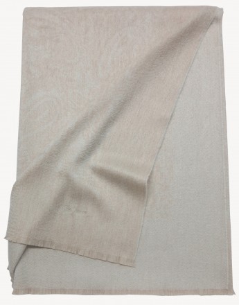 Плед кашемировый 150х200 Glen Saxon Border Paisley Sand Stone White