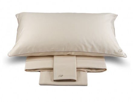 Постельное белье 2 спальное евро Blumarine C.PROFILO BLU молочный 48 seta silk