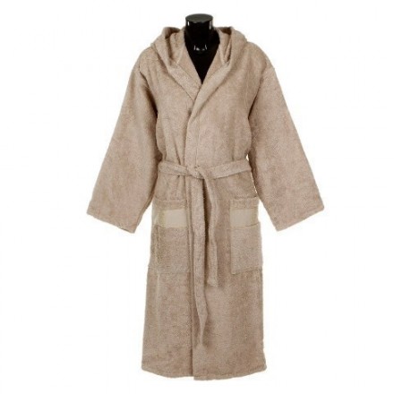 Халат махровый Roberto Cavalli Araldico бежевый с капюшоном