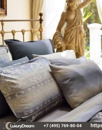 Наволочка декоративная 50х70 Hamam Antique серо-голубая