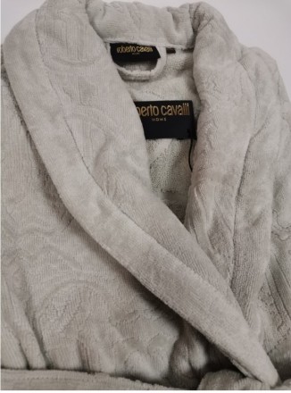 Халат махровый Roberto Cavalli Araldico серый с шалькой