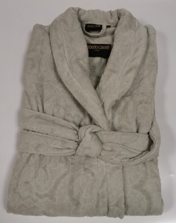 Халат махровый Roberto Cavalli Araldico серый с шалькой