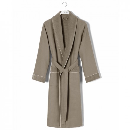 Элитный халат мужской Hamam Tosya коричневый/слоновая кость