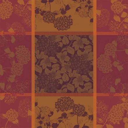 Скатерть 175х305 Garnier-Thiebaut HORTENSIAS ROUILLE 