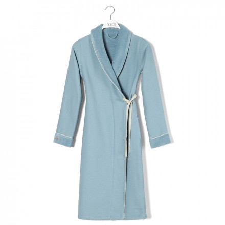 Халат Hamam Tosya голубой/слоновая кость