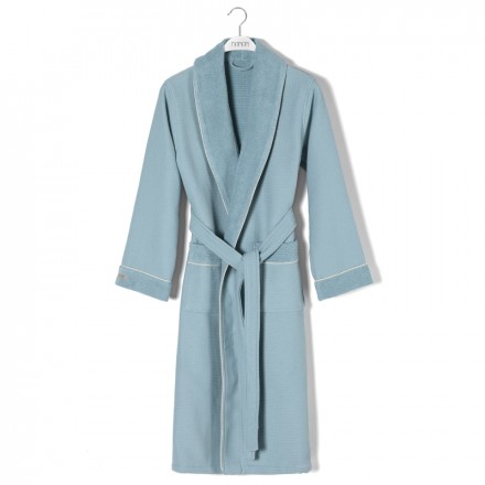 Элитный халат мужской Hamam Tosya голубой/слоновая кость