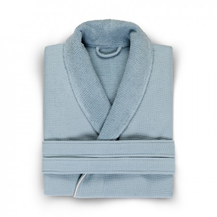 Элитный халат мужской Hamam Tosya голубой/слоновая кость