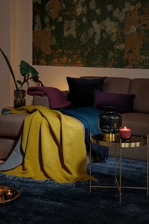 Плед 130х170 Biederlack DARK VELVET (715661) ocker-grau