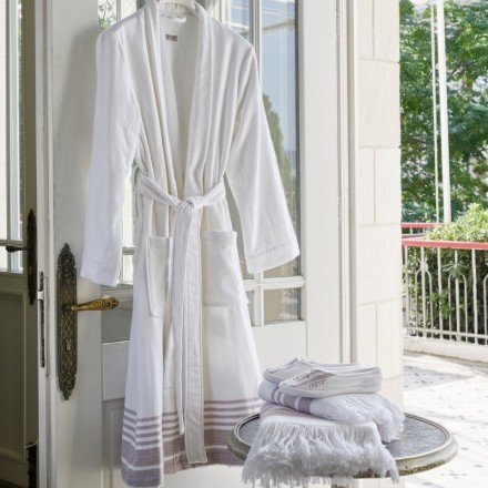 Халат женский Hamam Marine Striped белый с голубым