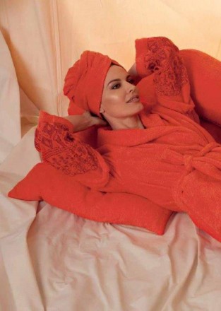 Халат махровый Luna di Giorno Etnico 2905 582 красно-коралловый