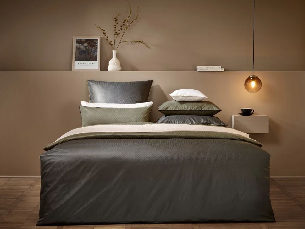 Постельное белье 2 спальное евро Curt Bauer AREZZO 9008 (col. 3825 olive) оливковое