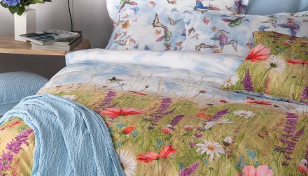 Постельное белье 2 спальное евро Mirabello Prato Fiori V37 Verde