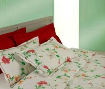 Постельное белье 2 спальное евро макси Mirabello Hibiscus кремовое с красными цветами