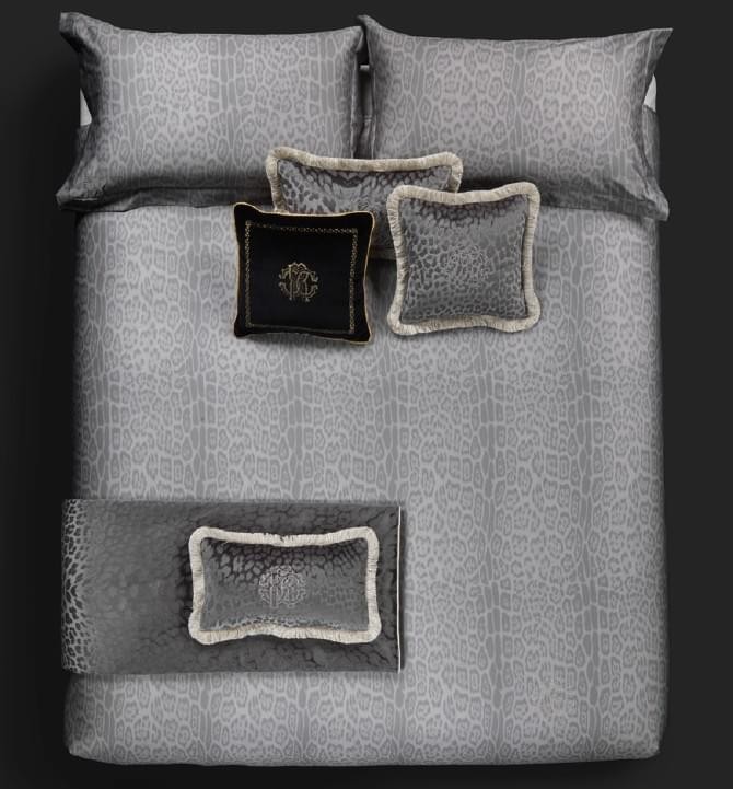 Постельное белье 2 спальное евро Roberto Cavalli Pantera grigio 003