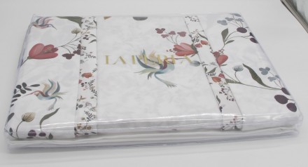 Постельное белье 2 спальное евро La Perla ARMONIE A bianco verde белое