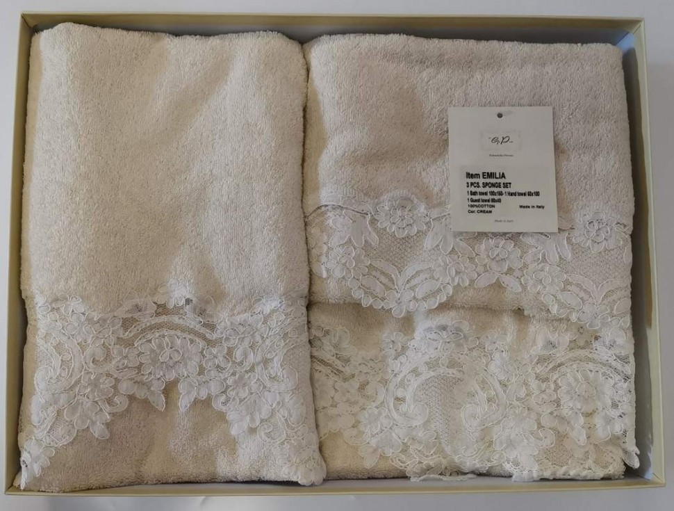 Набор полотенец 3 шт Palombella EMILIA cream кремовый Набор полотенец 3 шт Palombella EMILIA cream кремовый