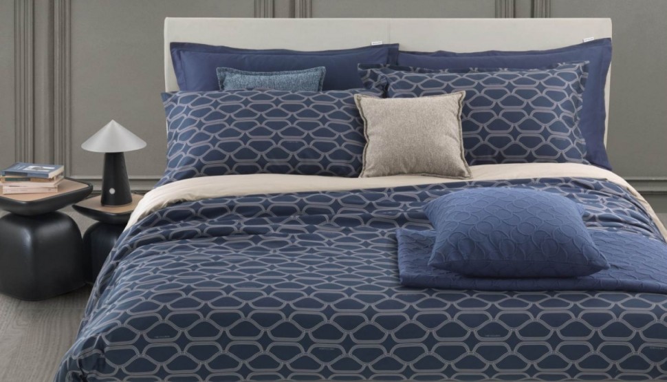 Постельное белье 2 спальное евро Trussardi BLOOM U42 Blu синее