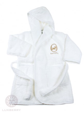 Халат детский 7-8 лет Bovi Собачки белый-бежевый