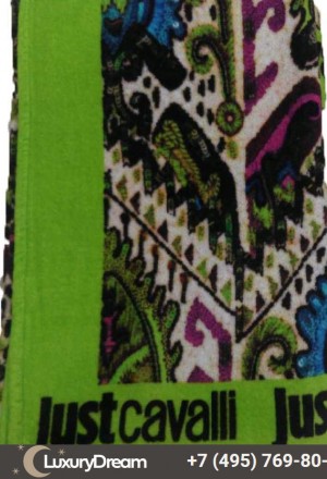 Полотенце пляжное 100x180 Just Cavalli зеленое с черным