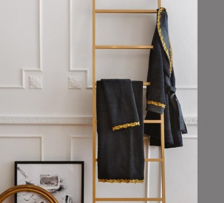 Халат La Perla PETIT MAISON черный с золотым кружевом