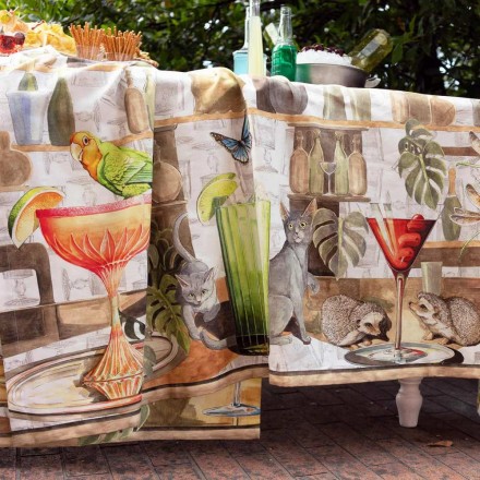 Скатерть 170х170 Tessitura Toscana Telerie MOJITO WHITE 